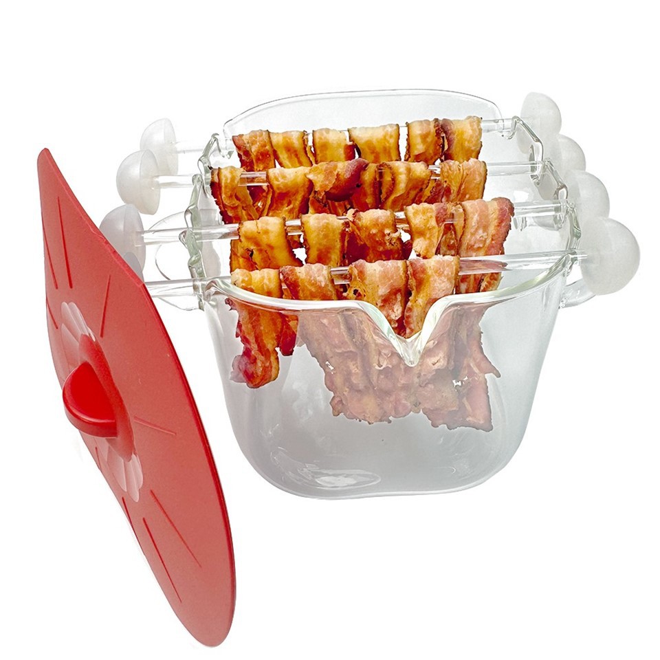 Microwave Bacon Glass Cooker With Glass Rod